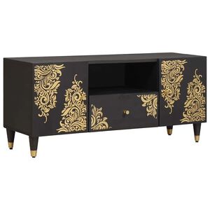 vidaXL Mobile TV Nero 105 x 33 x 46 cm Legno di mango massello