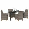 vidaXL Set da Pranzo per Giardino 5 pcs Grigio polyrattan