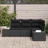 vidaXL Set Divano da Giardino con archiviazione 4 pcs Nero polyrattan