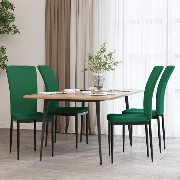 vidaXL Sedie da Pranzo 4 pz Verde Scuro in Velluto