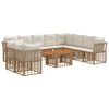 vidaXL Set Divano da Giardino 11 pz Naturale e Bianco Crema polyrattan