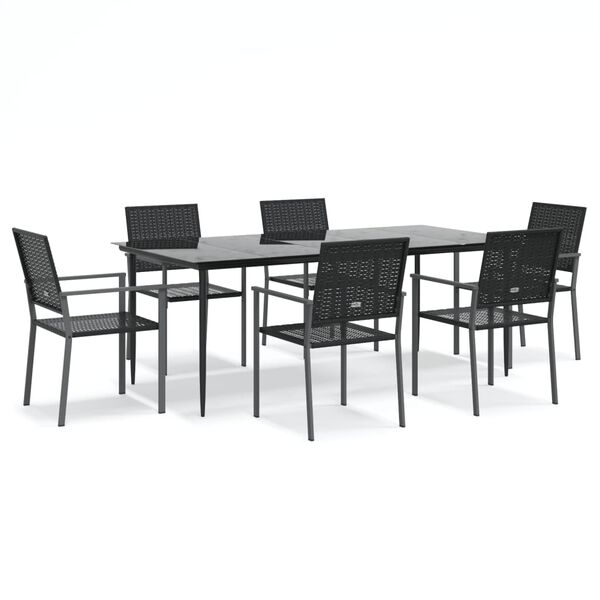vidaXL Set da Pranzo da Giardino 7 pz in Polyrattan e Acciaio