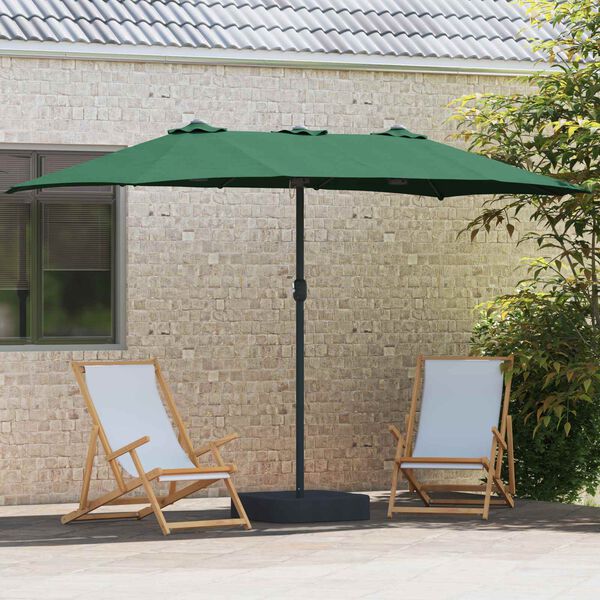 vidaXL Ombrello da giardino Verde 385 x 209 x 244 cm Poliestere
