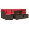 vidaXL Set di divani con cuscino 7 pcs Marrone e Rosso polyrattan