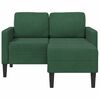 vidaXL Divano 2 Posti con Chaise longue a L Verde Scuro 125 cm Lino