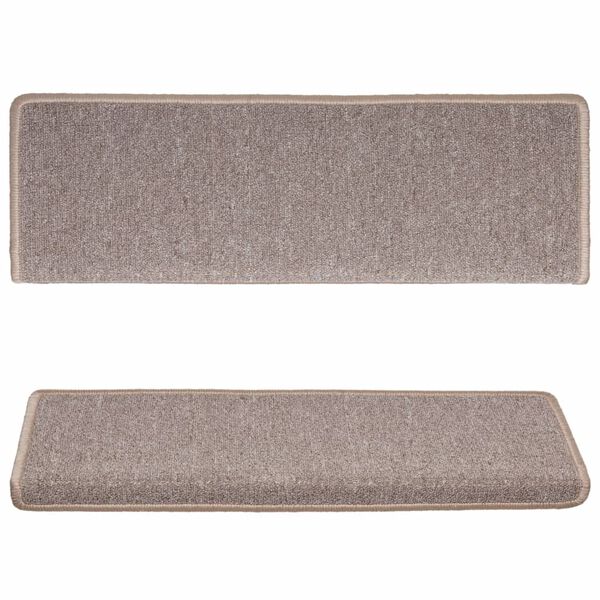 vidaXL Tappetini per scale 15 pz 65x21x4 cm Marrone chiaro Bordo rettangolare