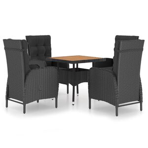 vidaXL Set Mobili da Pranzo per Giardino 5 pz Polyrattan e Acacia Nero