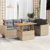 vidaXL Set Divano da Giardino 6 pz con Cuscini Beige Polyrattan Acacia