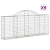vidaXL Cesti Gabbioni ad Arco 9 pz 200x30x80/100 cm Ferro Zincato