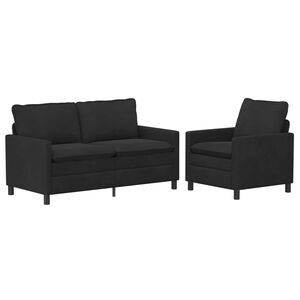 vidaXL Set di divani 2 pz Nero Velluto