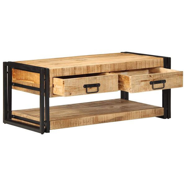 vidaXL Tavolino da Salotto 90x50x38 cm Legno Massello di Mango Grezzo