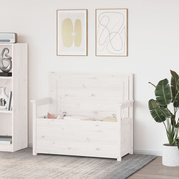vidaXL Panca Bianca 112,5x51,5x96,5 cm in Legno Massello di Pino