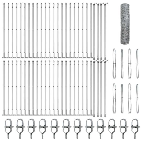 vidaXL Palo della recinzione Argento 100 x 0,5 m (maglia di 50 mm)