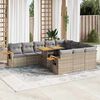 vidaXL Set Divani da Giardino 11pz con Cuscini Beige Acacia Polyrattan