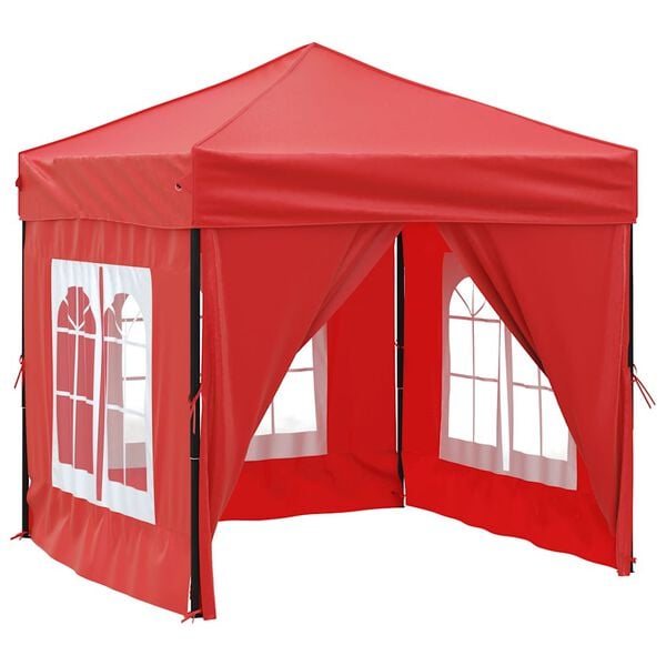 vidaXL Tenda per Feste Pieghevole con Pareti Laterali Rosso 2x2 m