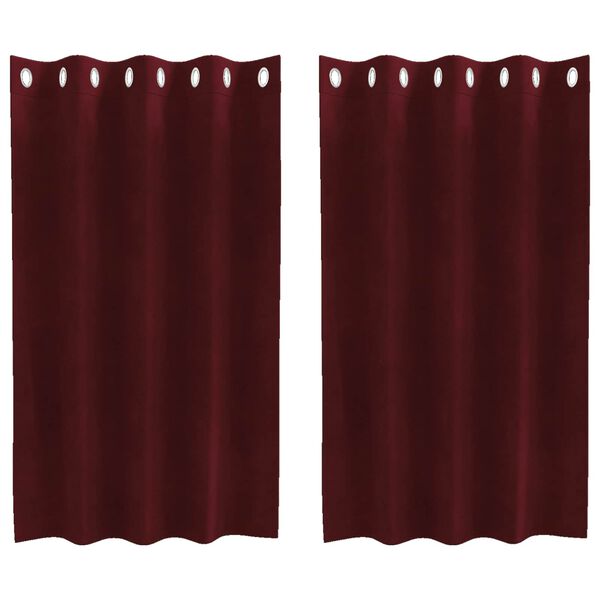 vidaXL Tende con tende 2 pcs Rosso vino 140 x 140 cm Velluto