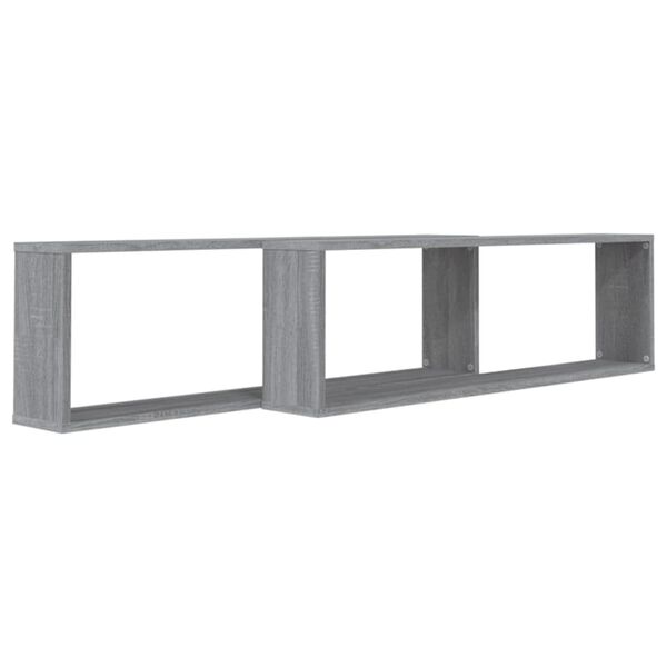 vidaXL Mensole Cubo Muro 2pz Grigio Sonoma 100x15x30 Legno Multistrato