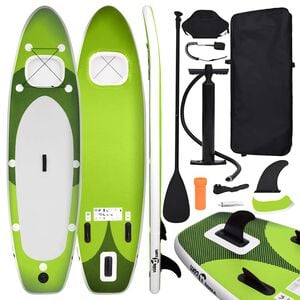 vidaXL Set Tavola da SUP Gonfiabile Verde 300x76x10 cm