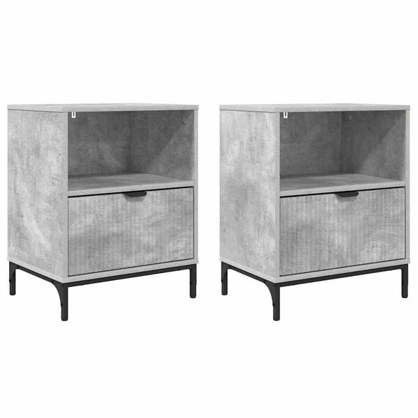 vidaXL Armadio da Notte 2 pcs Grigio cemento 49 x 36 x 61 cm