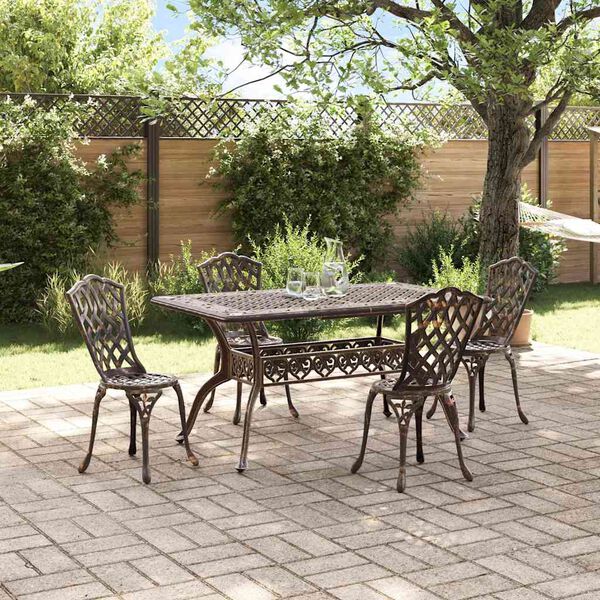 vidaXL Set da Pranzo per Giardino 5 pcs Bronzo Alluminio