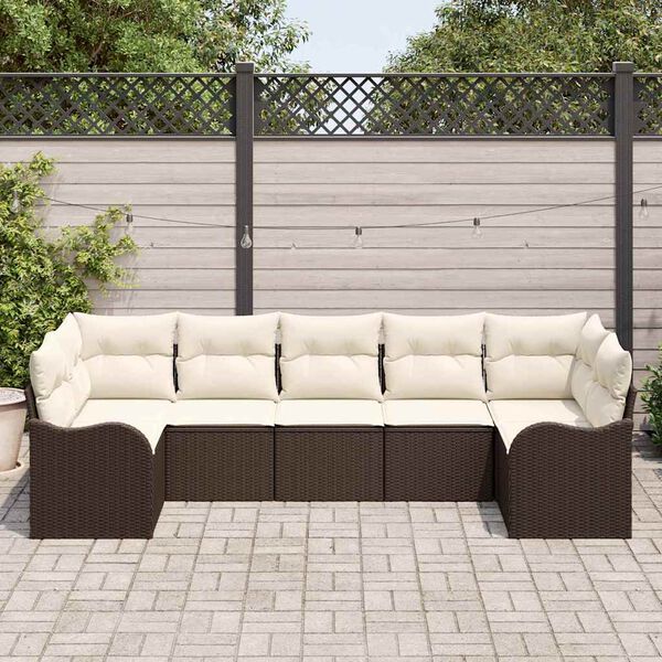 vidaXL Set Divano da Giardino Marrone polyrattan