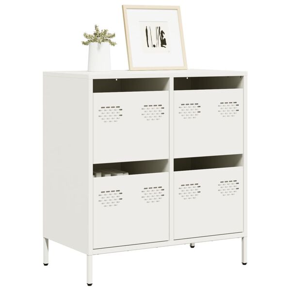 vidaXL Credenza Bianca 68x39x73,5 cm in Acciaio Laminato a Freddo