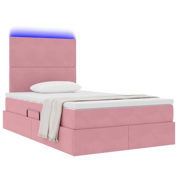 vidaXL Letto con contenitore e LED con led Rosa 120 x 200 cm Velluto