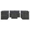 vidaXL Set Divani da Giardino su Pallet 9 pz con Cuscini Massello Pino