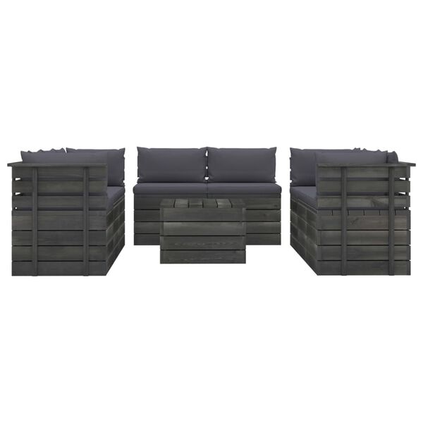vidaXL Set Divani da Giardino su Pallet 9 pz con Cuscini Massello Pino