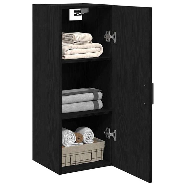 vidaXL Mobiletto da Parete Rovere Nero 34,5x34x90 cm in Legno Massello