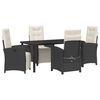 vidaXL Set da Pranzo per Giardino con cuscino 5 pcs Nero polyrattan