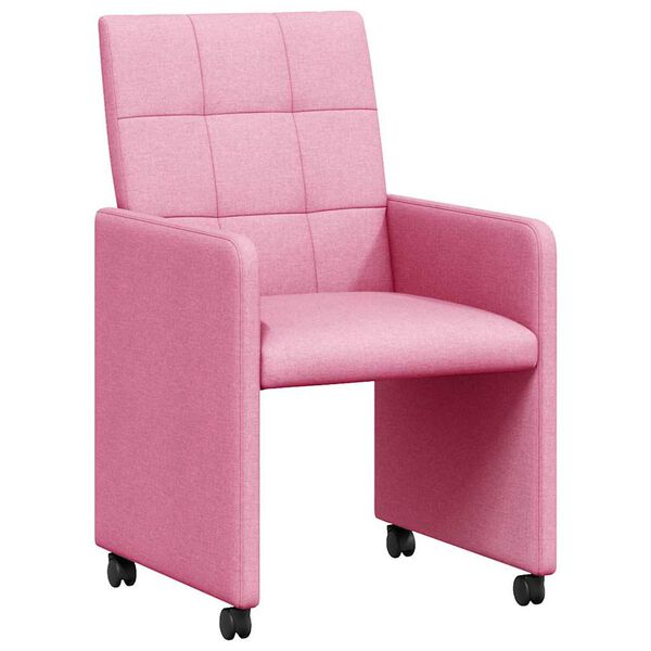 vidaXL Sedie da Pranzo con Ruote 2 pcs Rosa 58 x 65 x 94 cm Tessuto