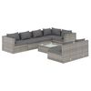 vidaXL Set Divani da Giardino 8 pz con Cuscini in Polyrattan Grigio