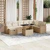 vidaXL Set Divano da Giardino 9 pz con Cuscini Beige in Polyrattan