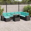 vidaXL Set Divani da Giardino 9 pz con Cuscini Nero Polyrattan Acacia