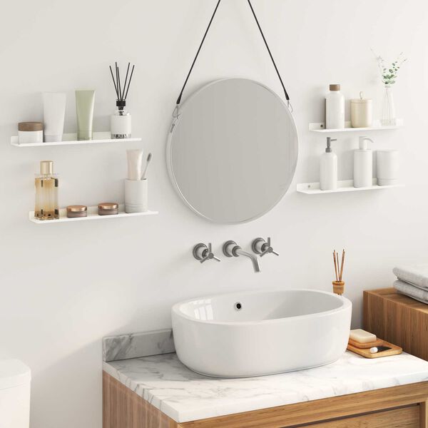 vidaXL Mensola sospesa 4 pcs Bianco 40 x 9 x 2,5 cm Acciaio