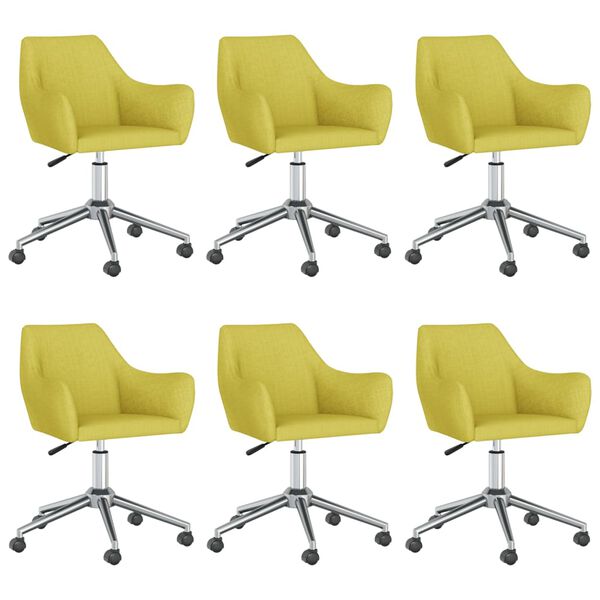 vidaXL Sedie da Pranzo Girevoli 6 pz Verde in Tessuto