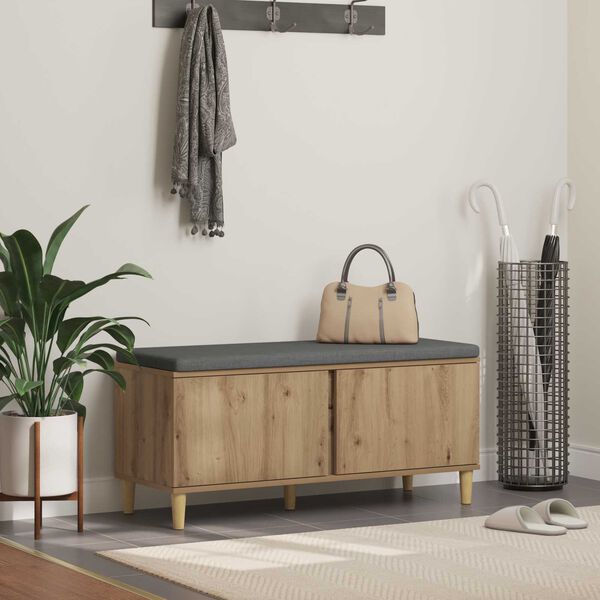 vidaXL Panca per ingresso con porta Rovere artigianale 60 x 38 x 46 cm