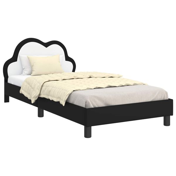 vidaXL Struttura letto bambini con testata Nero 90 x 200 cm PU