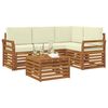 vidaXL Set di divani da esterno con cuscino 5 pcs Naturale e Crema