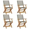 vidaXL Sedie pieghevoli, 4 pezzi, in polyrattan grigio e legno massello