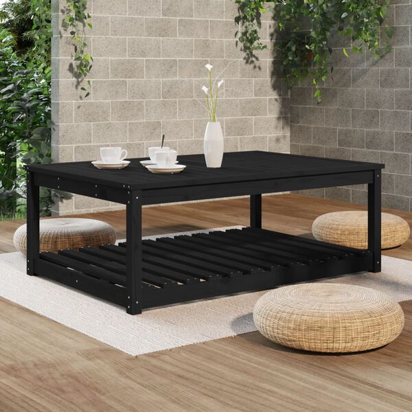 vidaXL Tavolo da Giardino Nero 121x82,5x45 cm Legno Massello di Pino