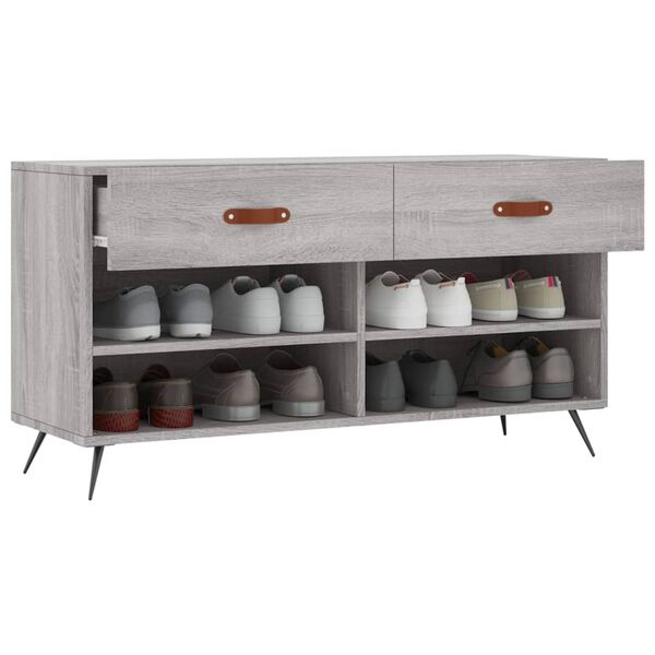 vidaXL Panca Porta Scarpe Grigio Sonoma 102x35x55 cm Legno Multistrato