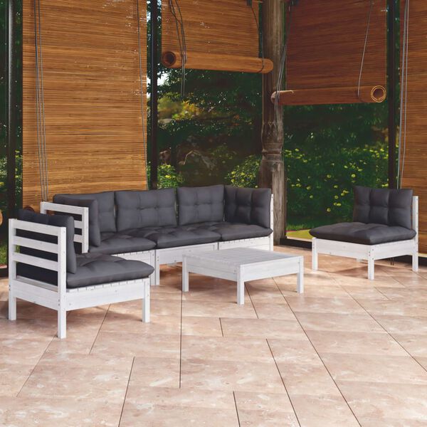 vidaXL Set Salotto da Giardino 6 pz con Cuscini Legno Massello di Pino