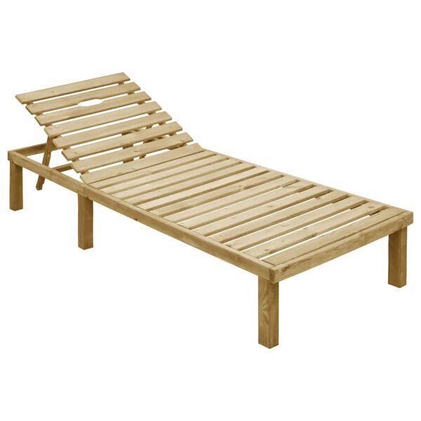 vidaXL Lettino da Giardino con Cuscino Verde Legno Pino Impregnato