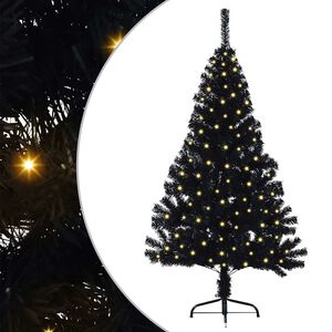 vidaXL Albero di Natale artificiale con luci integrate Nero 150 cm PVC