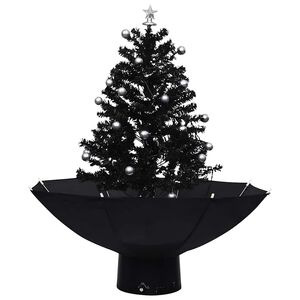 vidaXL Albero di Natale con Nevicata e Base ad Ombrello Nero 75 cm PVC