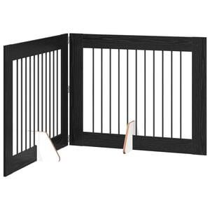 vidaXL Cancello per cani pieghevole con supporti 2 pz Rovere Nero