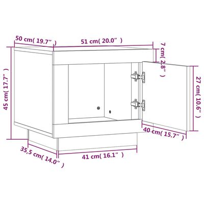 vidaXL Tavolino da Salotto Bianco 51x50x45 cm in Legno Multistrato