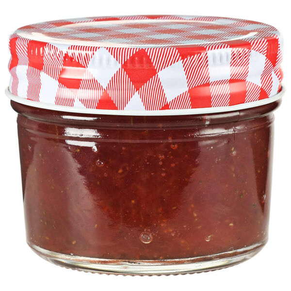 vidaXL Vasi Marmellata in Vetro Coperchio Bianco e Rosso 24 pz 110 ml